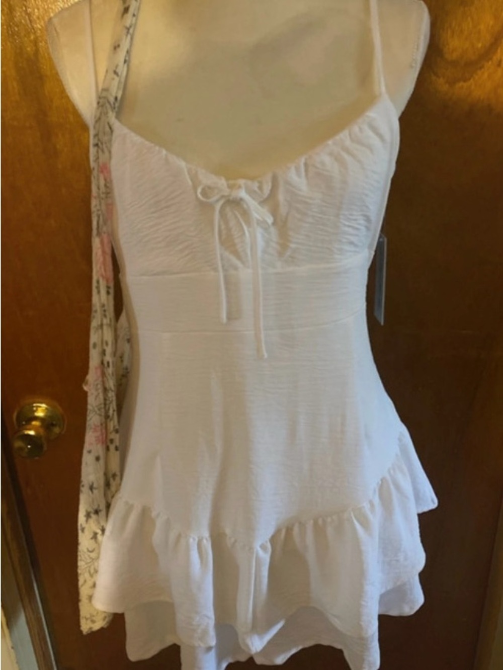 Derek Heart Ruffle Tie-Front Romper